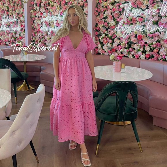 BLOGGER'S FAVE! Zara Openwork Embroidered Pink Dress NWT - Picture 3 of 16